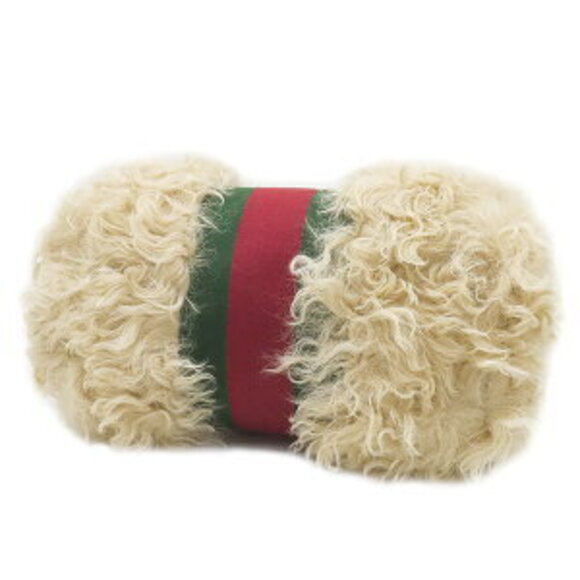 Gucci pouch fur web stripes beige cosmetic case clutch bag - Picture 3 of 7